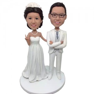 personalised white dress wedding bobbleheads