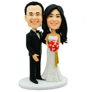 customised bobblehead wedding cake topper