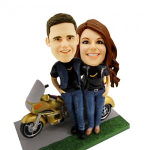 motorcycle couple bobbleheads personalised