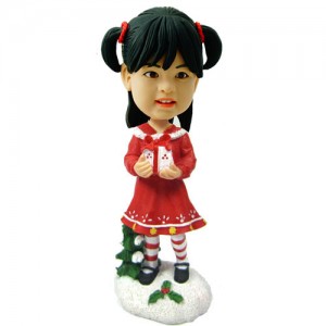 custom christmas bobble head kid with gift