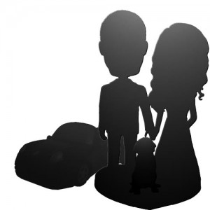 personalised bobblehead for couple and dog and car