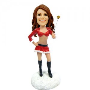 customized christmas bobble head sexy woman with star wand