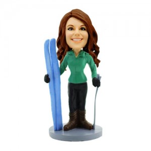 custom bobblehead skiing woman