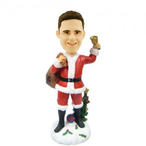 custom christmas bobble head male with gift bag