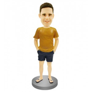 custom bobblehead in t-shirt shorts and flip flop