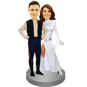 hans solo and princess leia star wars couples custom bobblehead