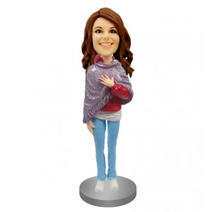 customized bobblehead in poncho and jeans