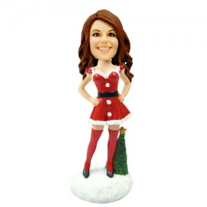 customized christmas bobble head sexy woman with christmas tree