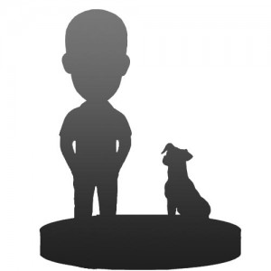one person and pet customised bobble head