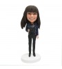 personalized female with a camera bobblehead