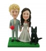 custom american football fans couple and a dog