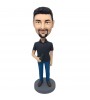 custom bobblehead casual man with a beer bottle