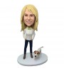 custom female bobblehead with a puppy