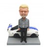 custom male and a racing car bobblehead doll