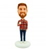 customised casual man holding a cup bobblehead