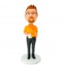 customised office casual man holding a cap bobblehead