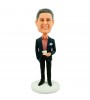 customised office colleague in black suit holding a coffee cup