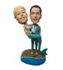 customised wedding bobblehead cake topper
