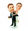customised wedding cake topper football fan bride jump on groom