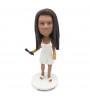 custom female singer carrying a microphone bobblehead