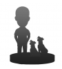head-to-toe custom one bobblehead with two pets