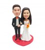 Newly-married couple in formal dress custom wedding bobblehead