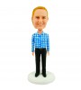personalised blue white check shirt