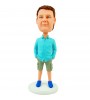 personalised casual man bobbleheads in blue shirt