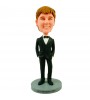 personalised groomsman bobblehead in black suit with bow tie
