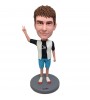 personalised handsome man in white vest saying yeah bobblehead