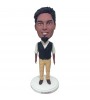 personalised male bobblehead in black vest