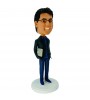 personalised smart man bobblehead carrying a mac laptop
