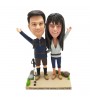 personalised traveller couple bobblehead