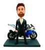 smart man with his motorbike custom bobblehead