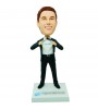 tearing shirt to show the logo bobblehead