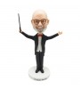 Wearing a fashionable formal dress and swinging the baton custom bobblehead conductor