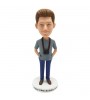 With a camera hung on neck custom photographer bobblehead